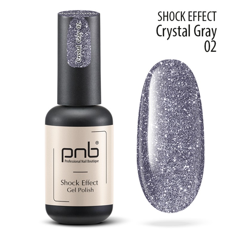 PNB SHOCK EFFECT Reflexní gel lak na nehty - 02 Crystal gray, 8ml