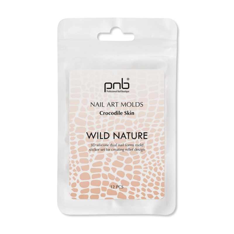PNB Silikonové 3D formy Wild Nature Nail Art Molds - Crocodile Skin, 12 ks