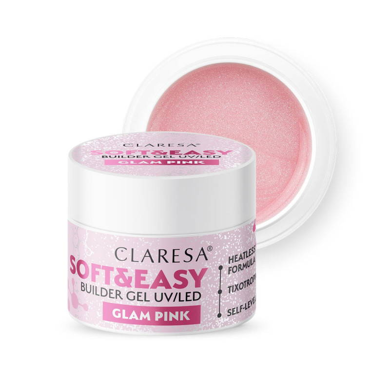 CLARESA Stavební gel na nehty Soft&Easy gel - Glam pink, 45g