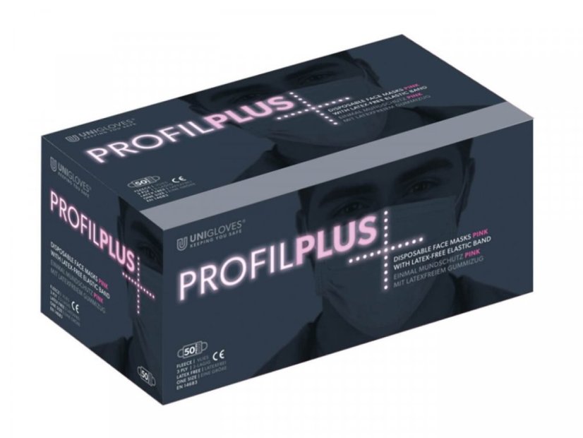 Profil Plus Одноразовая защитная маска - розовая, 50 шт