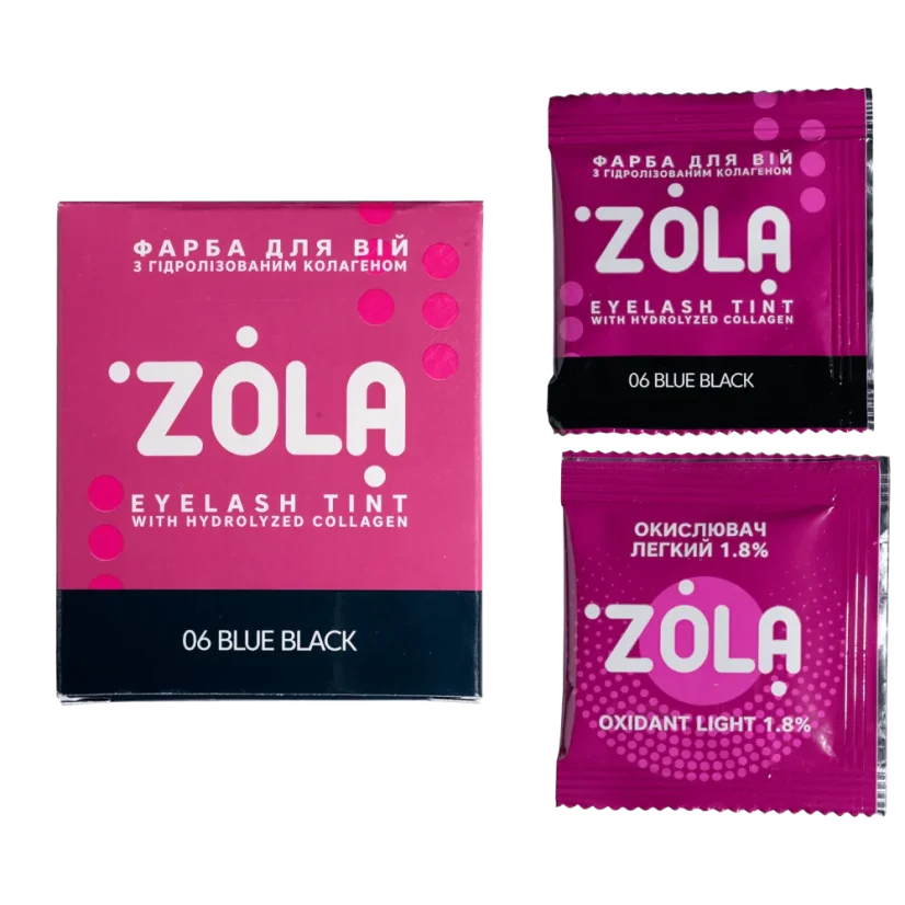 ZOLA Barva na barva na obočí a řasy s oxidantem 1.8 % - 06 Blue Black (modro-černá), 5 ml