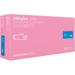 Mercator Nitrylex Pink nepudrované nitrilové rukavice - M, 100 ks